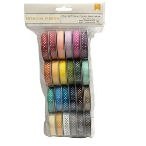 American Crafts Premium Grosgrain Ribbon Dots 24 Spools .375 in x 4 ft Each NEW